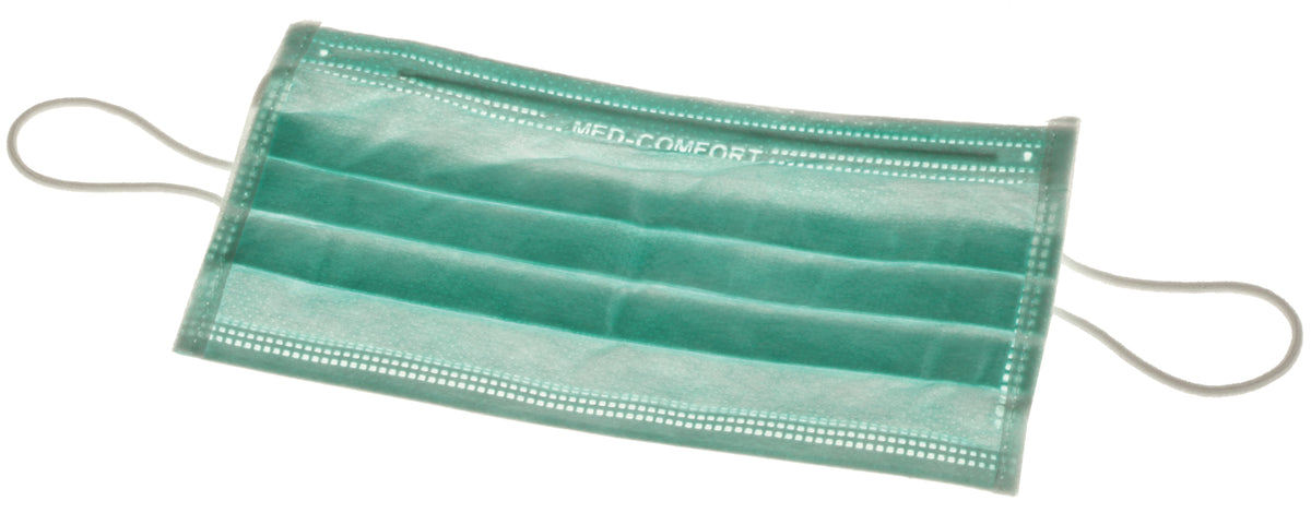 EW-Mundschutz Med-Comfort mit Ohrschl. | grün, ISO 7, 3-lagig, 175 x 95 mm